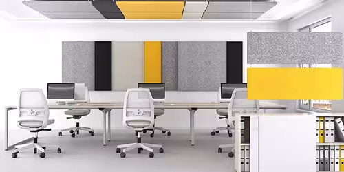 Ofis akustiği detay — açık ofiste ses karışıklığını azaltan akustik çözümler